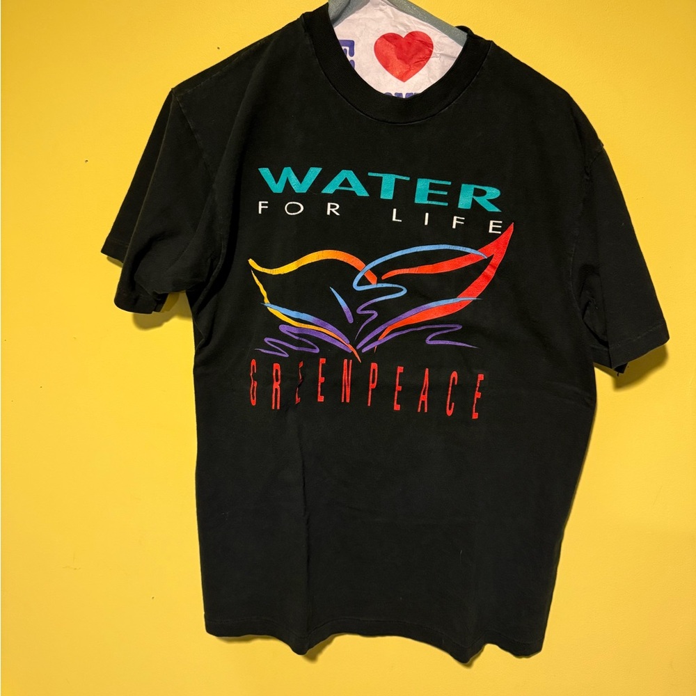 Vintage Greenpeace Large water for Life Tee Shirt 90s Dolphins